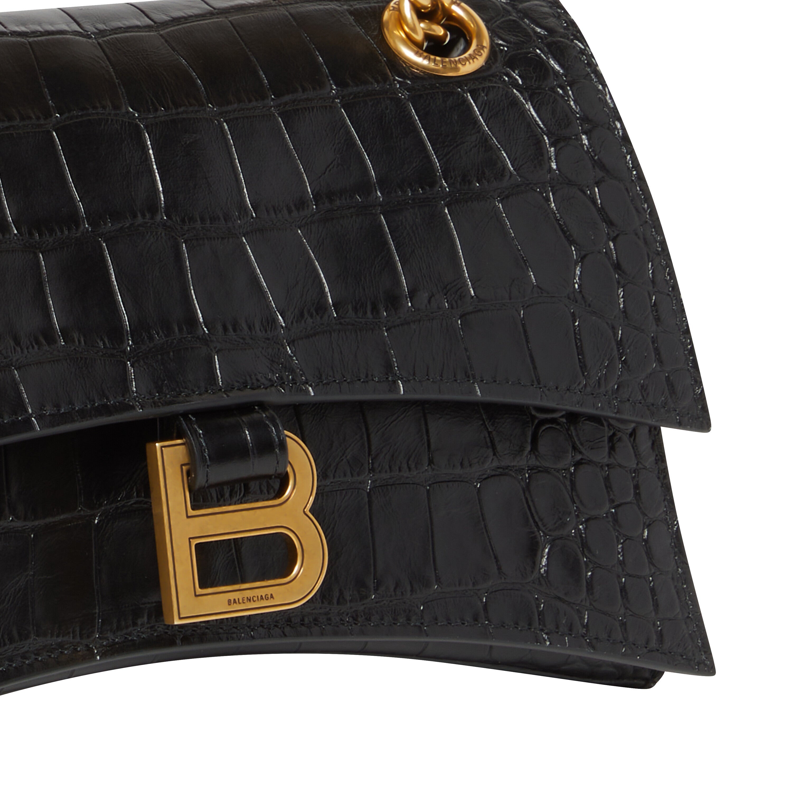 (WMNS) Balenciaga Crush Small Chain Bag Crocodile Embossed 'Black' 716351210IX1000 - 7