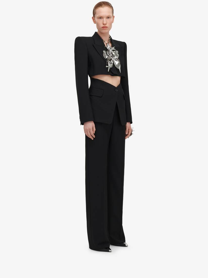 Women's Slashed Tailored Jacket in Black - 3