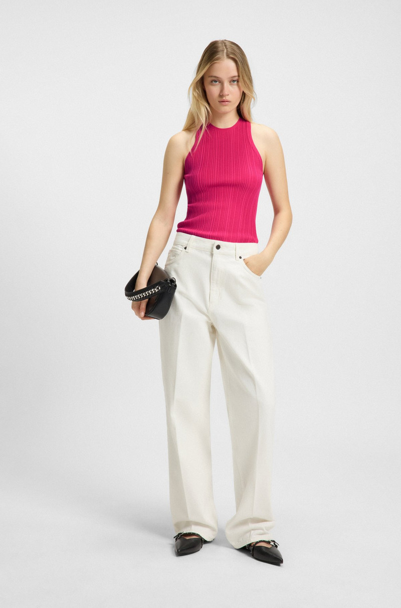 HUGO SLEEVELESS RACER-BACK TOP IN RIBBED CREPE FABRIC outlook