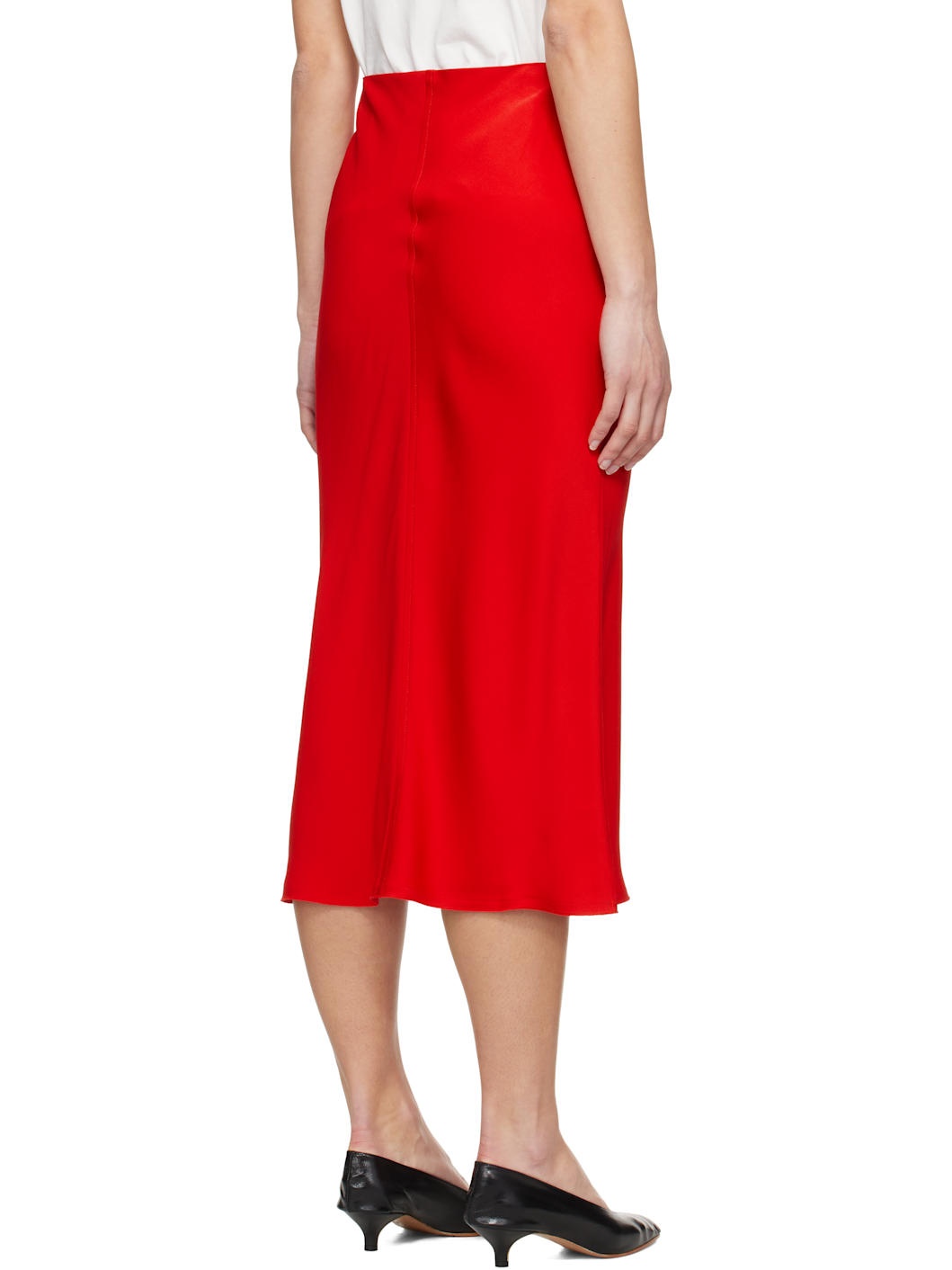 Red Straight Midi Skirt - 3