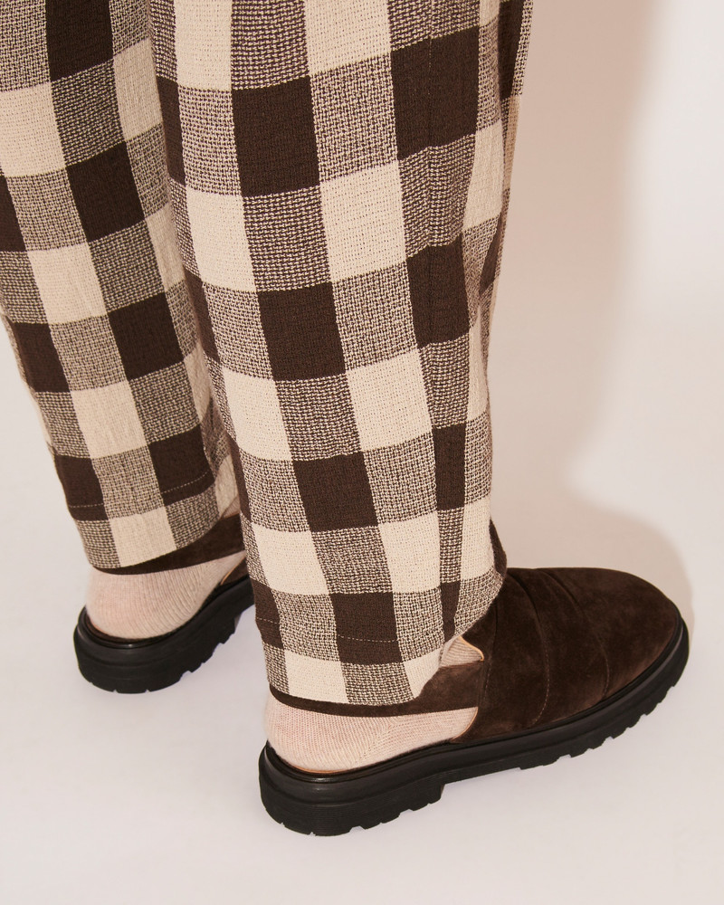 JAIN - Lightweight gingham tile print pants - Brown&Ecru 5