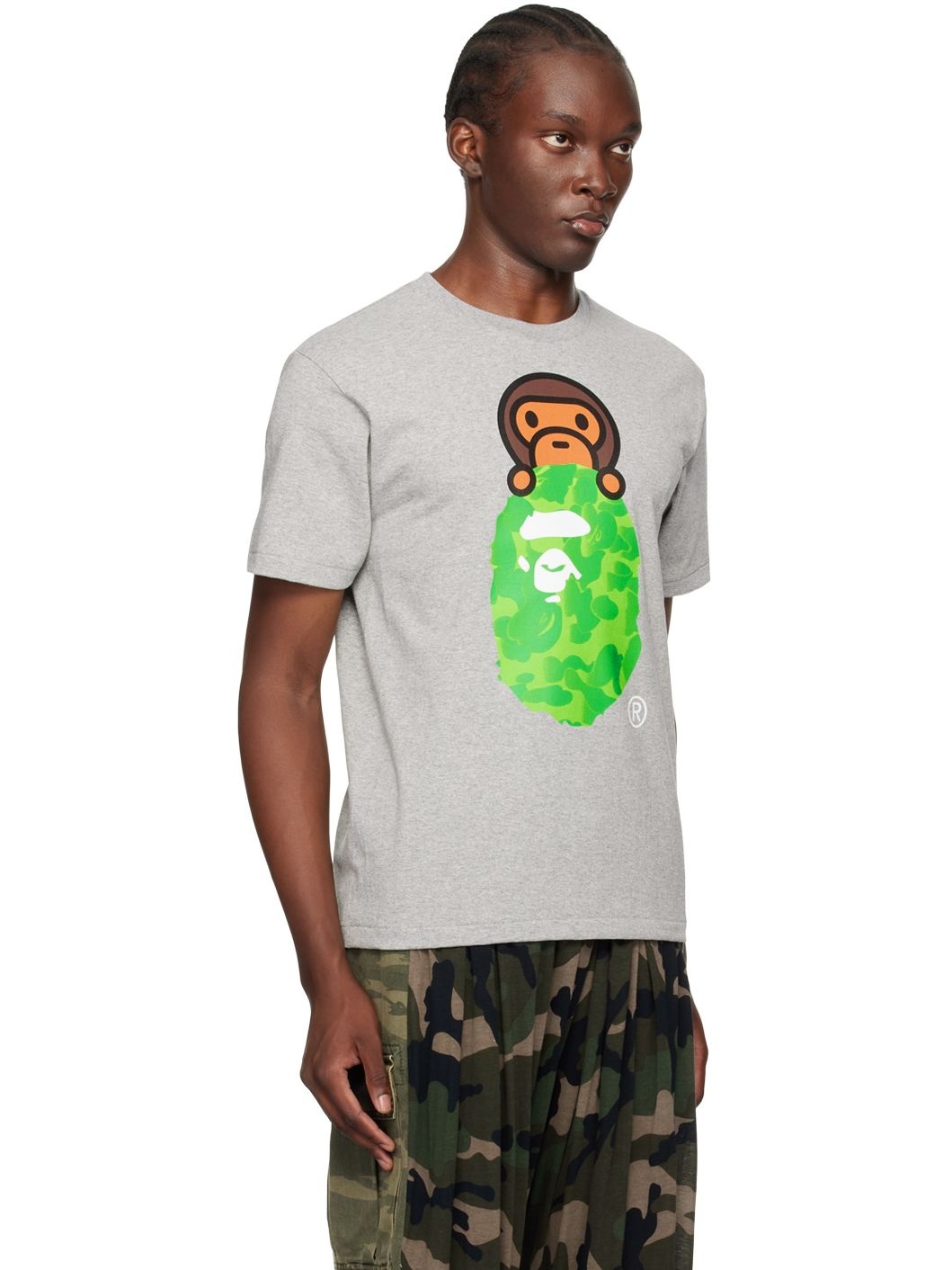 Gray Ink Camo Milo On Ape Head T-Shirt - 2