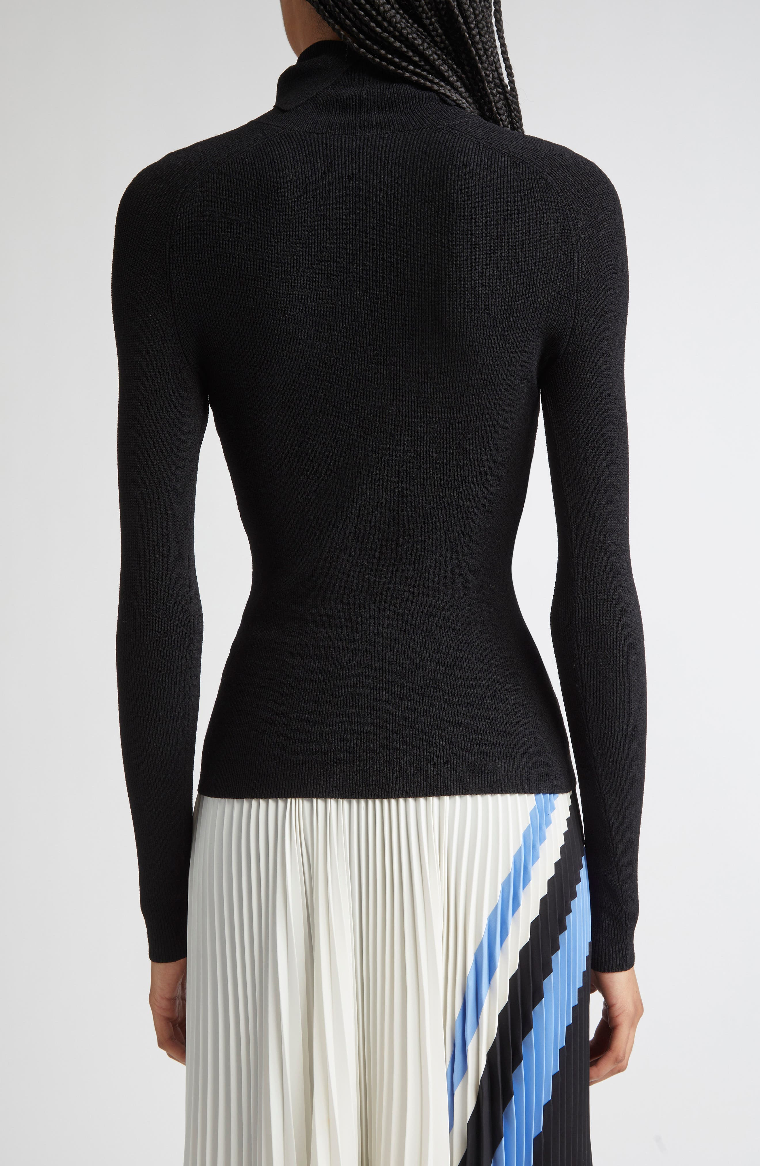 Proenza Schouler Fox Longline Logo Rib Turtleneck Top in Black at Nordstrom - 3