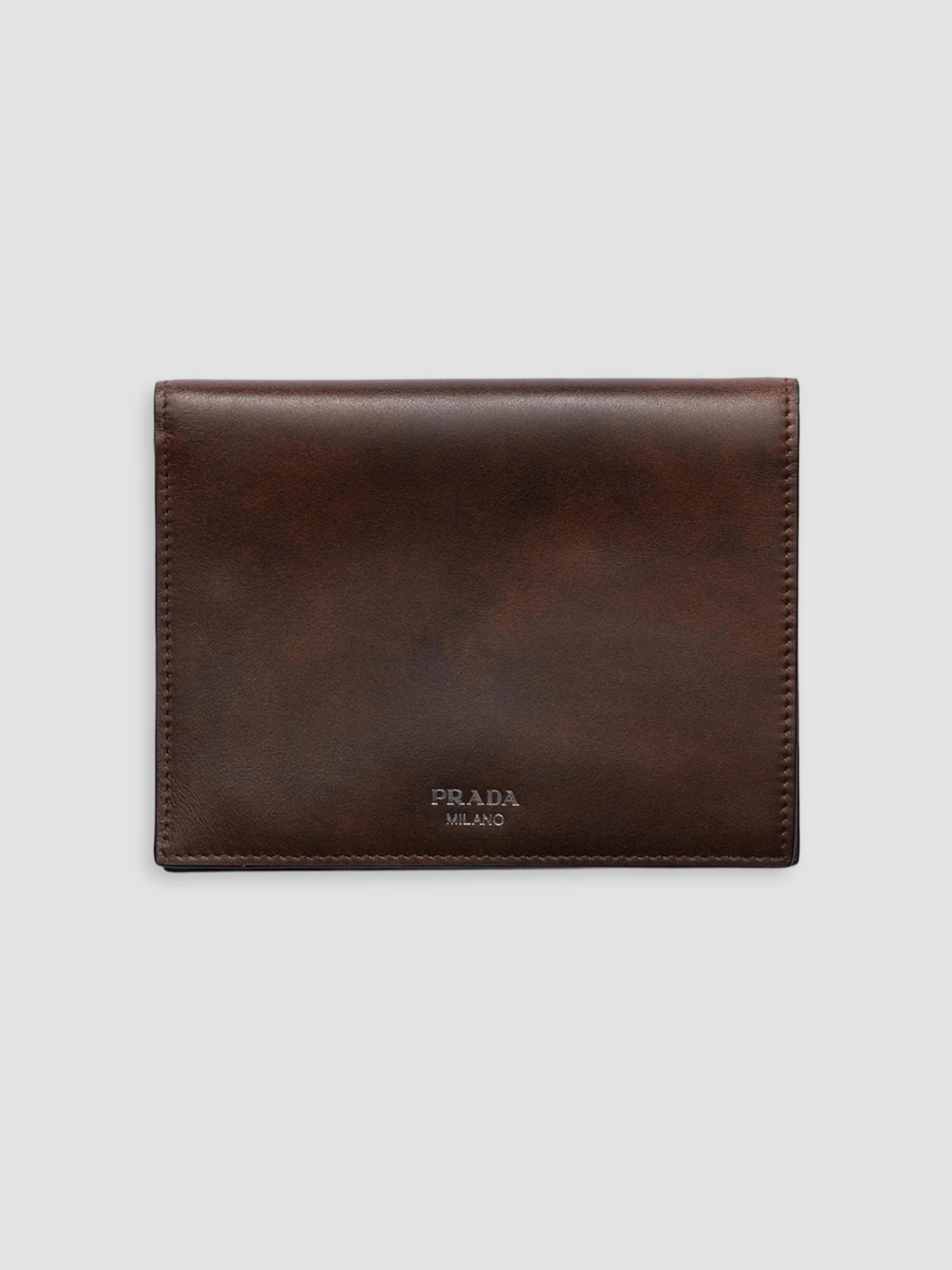 Men's Antiqued Leather Wallet - Brown - 1