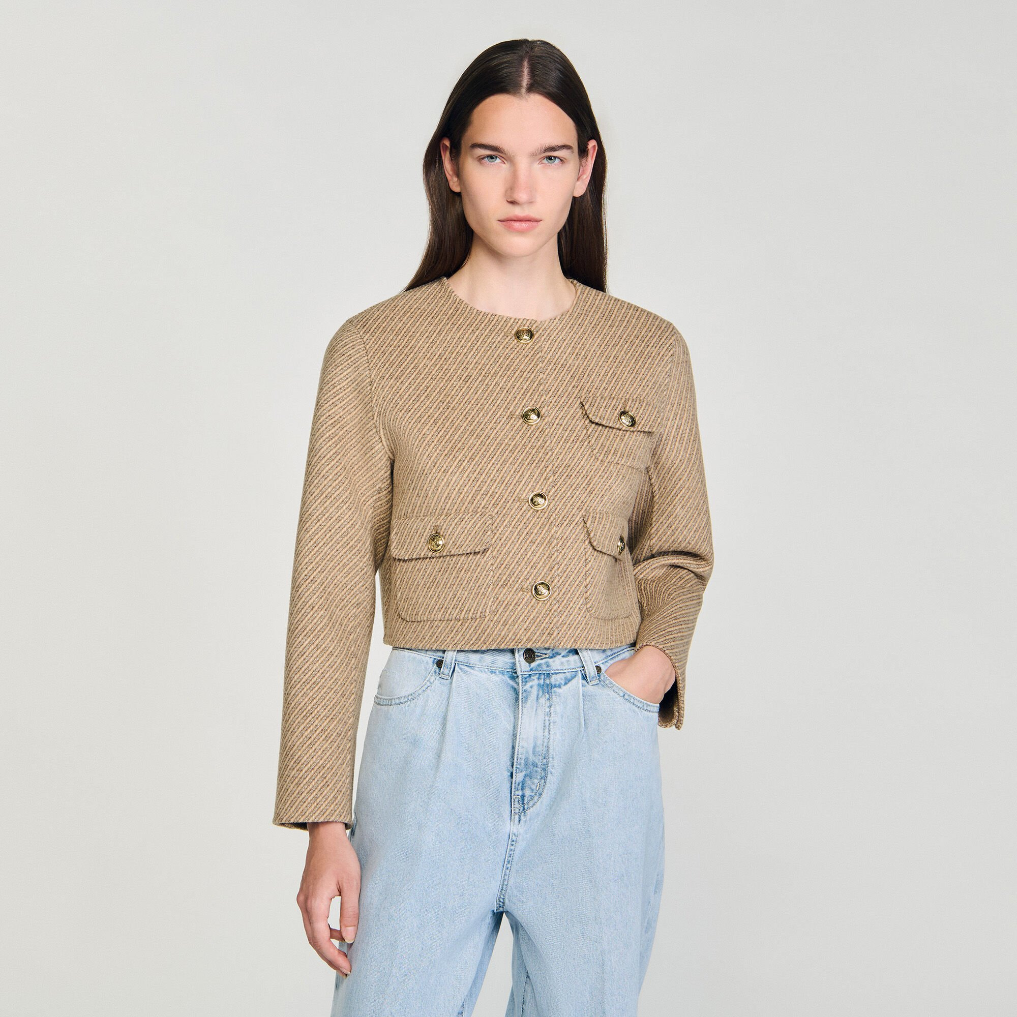 CROPPED BUTTON-DOWN JACKET - 4