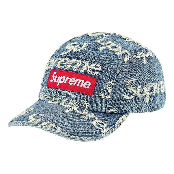 Supreme Frayed Logos Denim Camp Cap 'Teal White Red' SUP-SS21-674 - 1