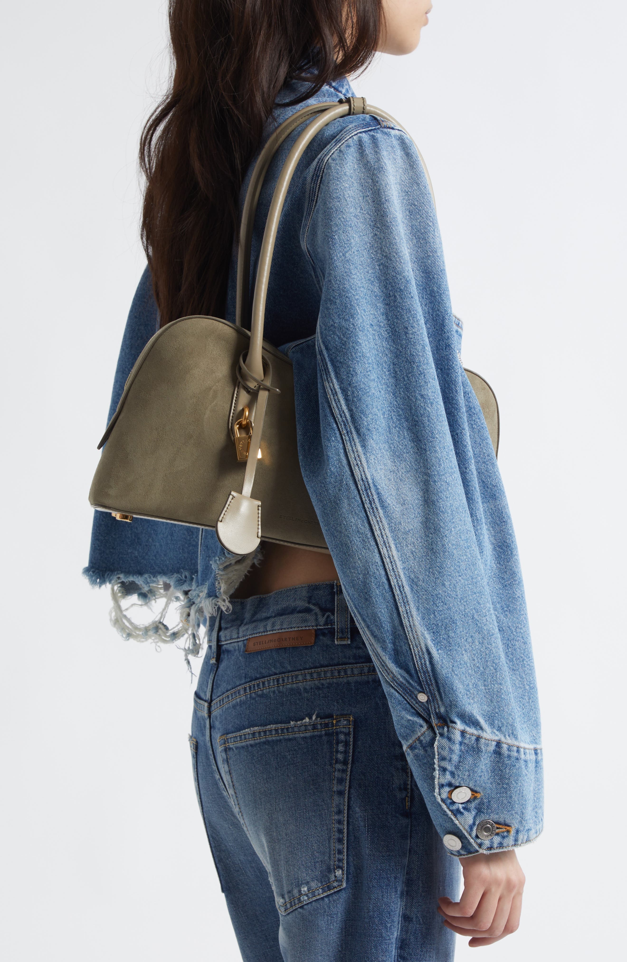 Stella McCartney Ryder Faux Suede Crossbody Bag in Khaki at Nordstrom - 2