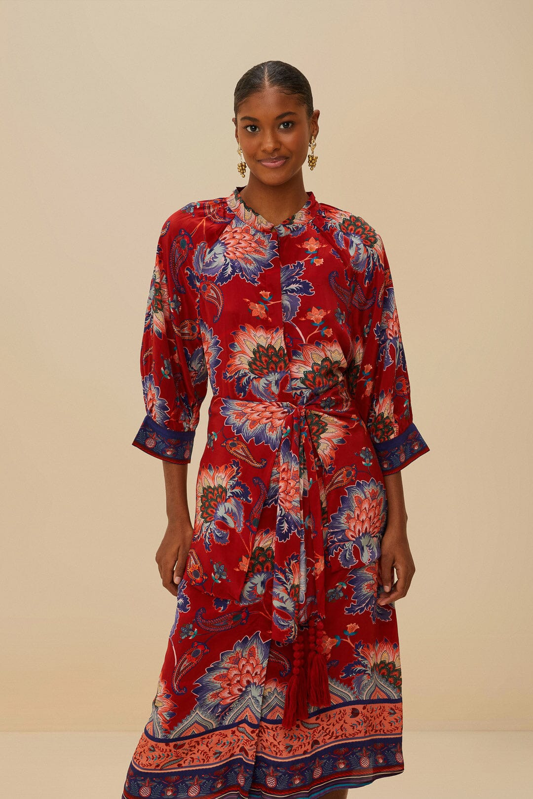 Luang Red Scarves Blue Maxi Dress - 2