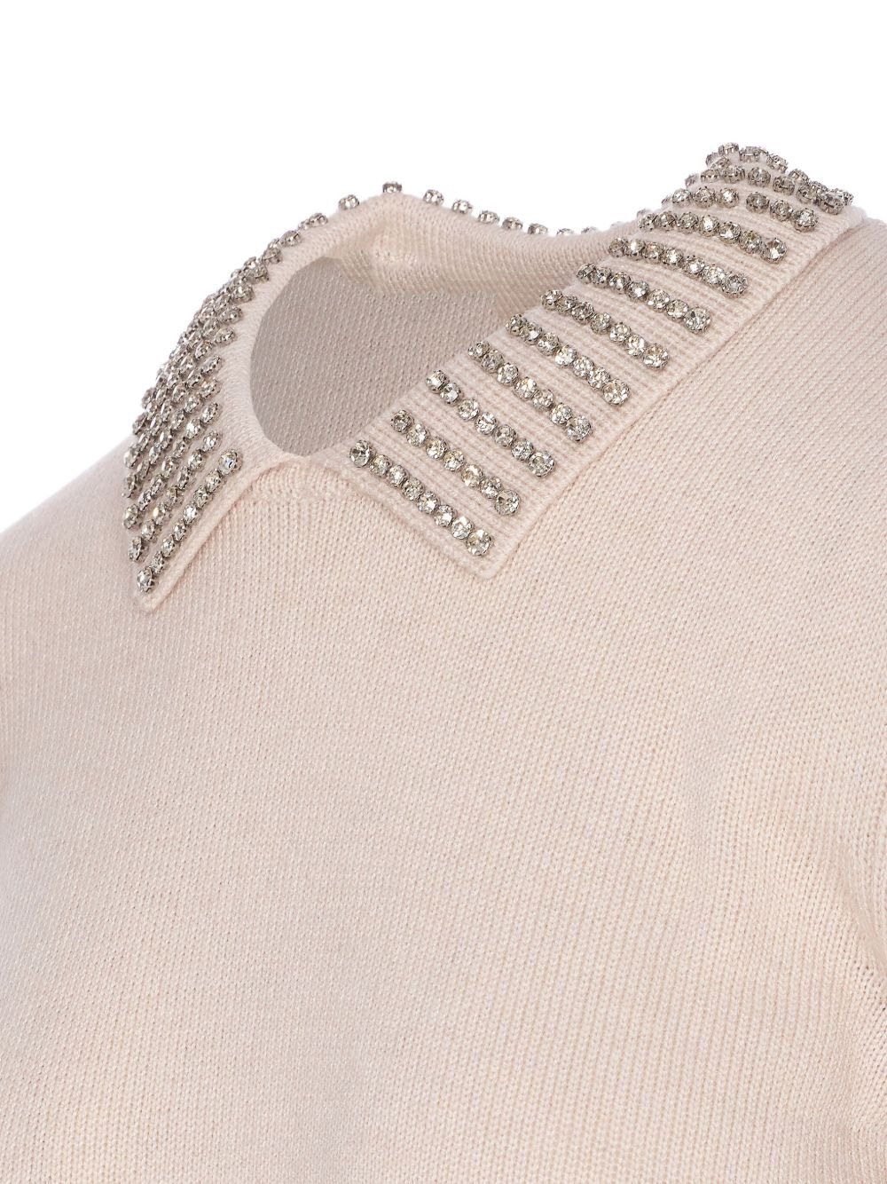 crystal-collar crewneck sweater - 3