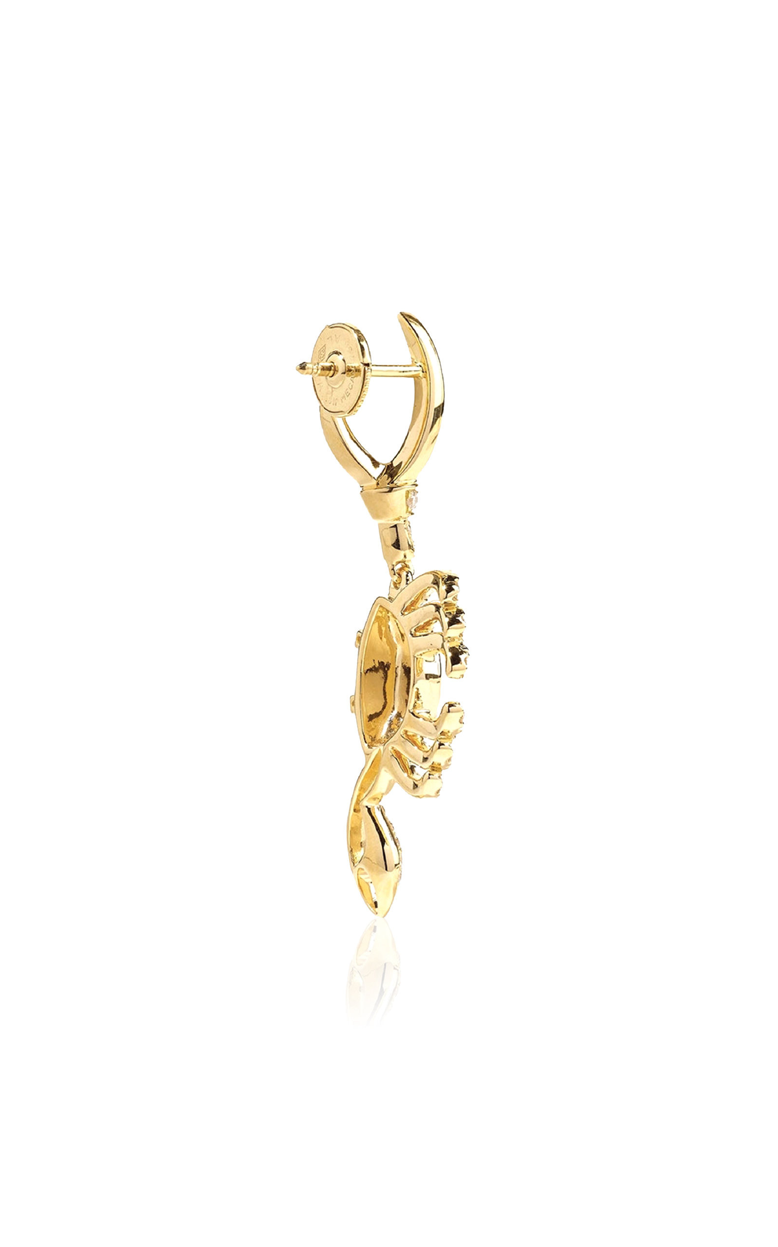 Crab 18K Yellow Gold Diamond, Tsavorite Single Earring green - 4