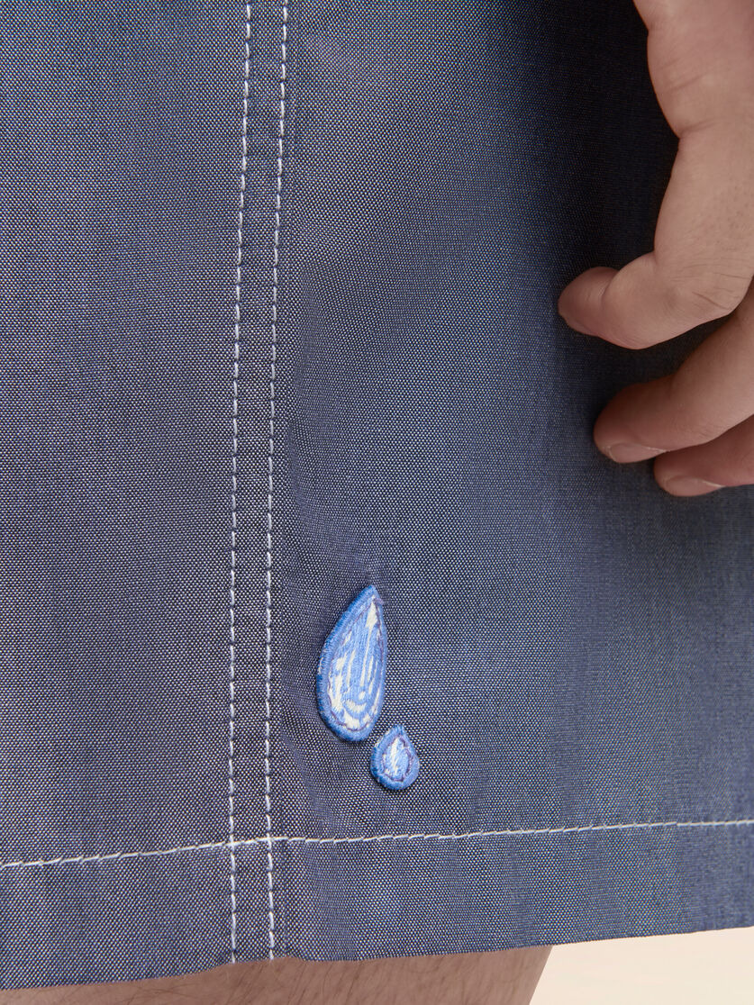 BLUE CHAMBRAY SHORTS WITH BACK ADJUSTER - 4