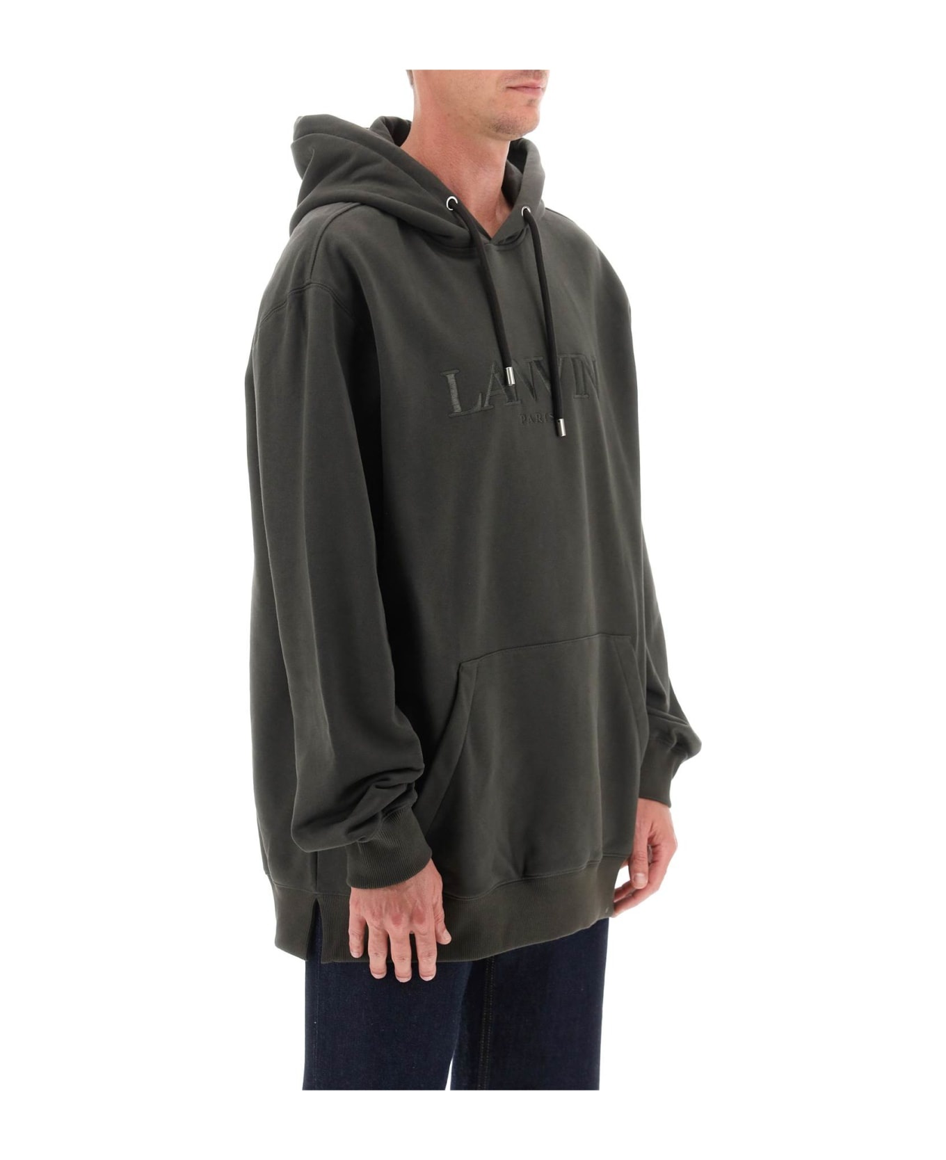 Dark Green Cotton Oversize Sweatshirt - 2