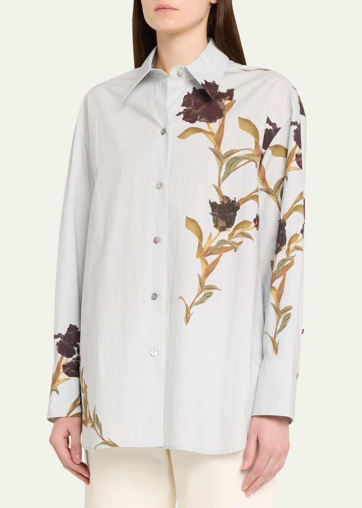 Long-Sleeve Iris Button-Front Shirt - 4