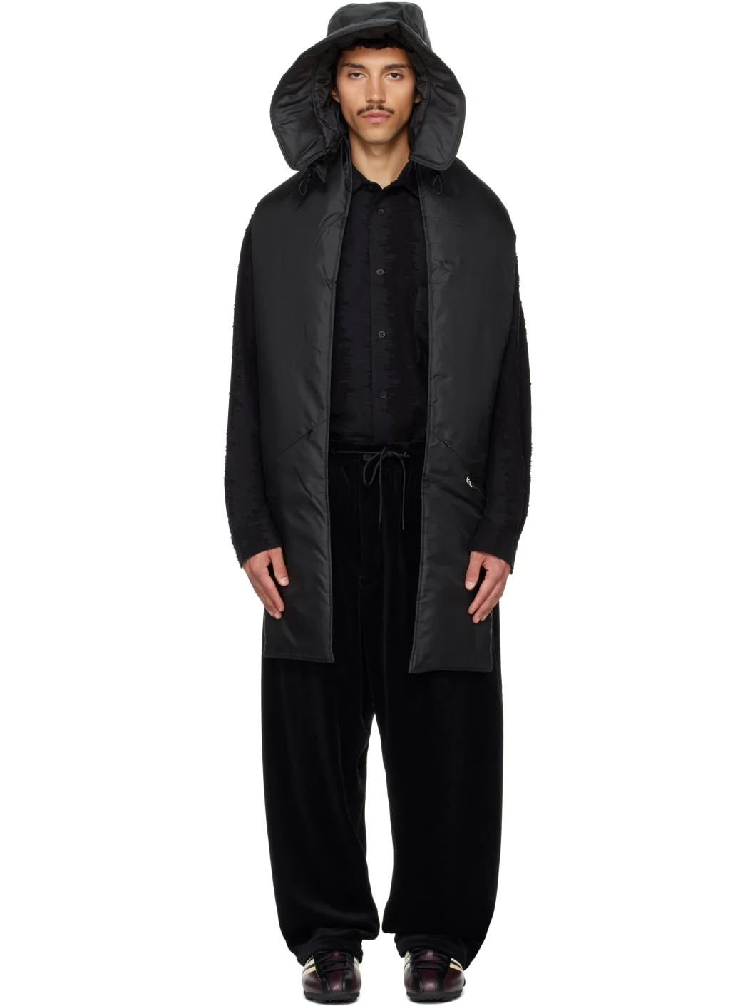 Black Padded Hooded Scarf - 1