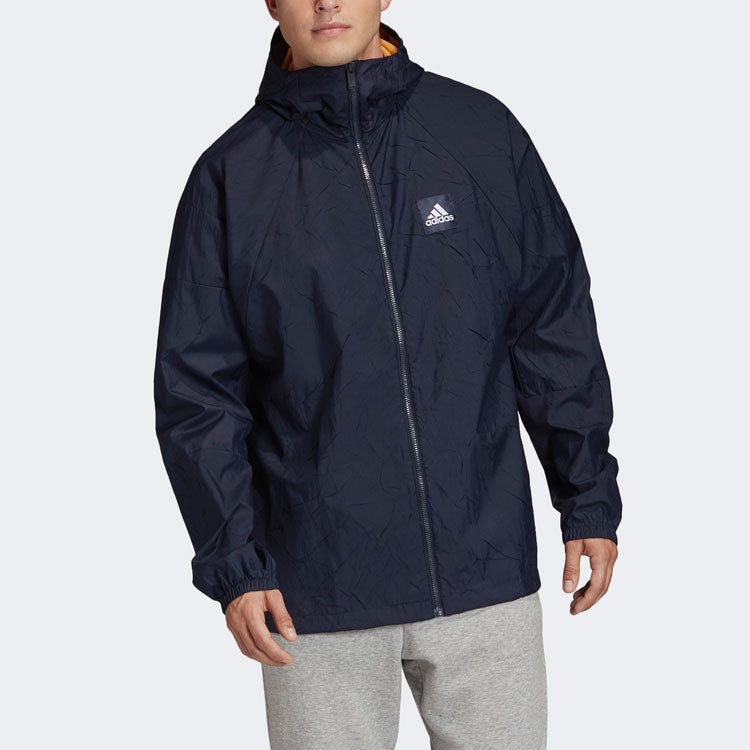 adidas Casual Sports hooded Logo Jacket Navy Blue FR8289 - 3