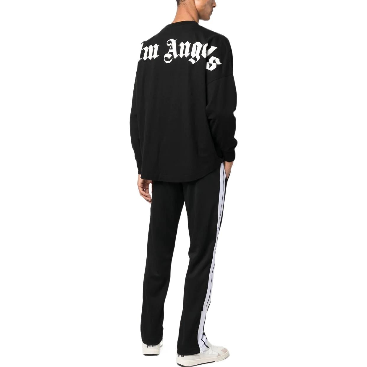 Palm Angels FW22 Logo Mock Neck Longsleeve T-Shirt 'Black White' PMAB001C99JER0041001 - 2