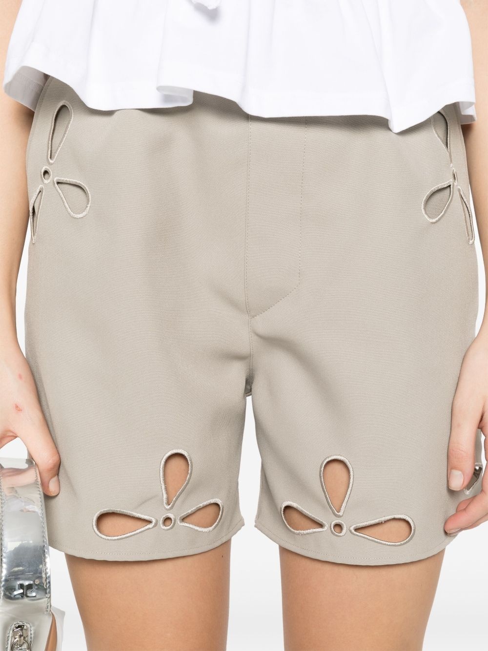 petal-embroidered cut-out shorts - 5