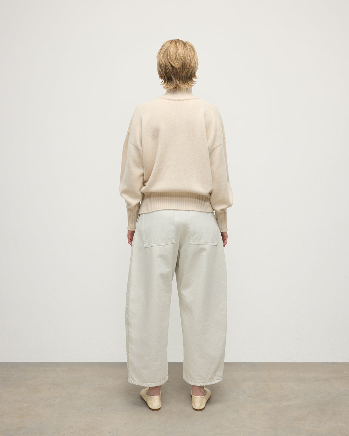 High Neck Cream Cashmere Jumper - 4