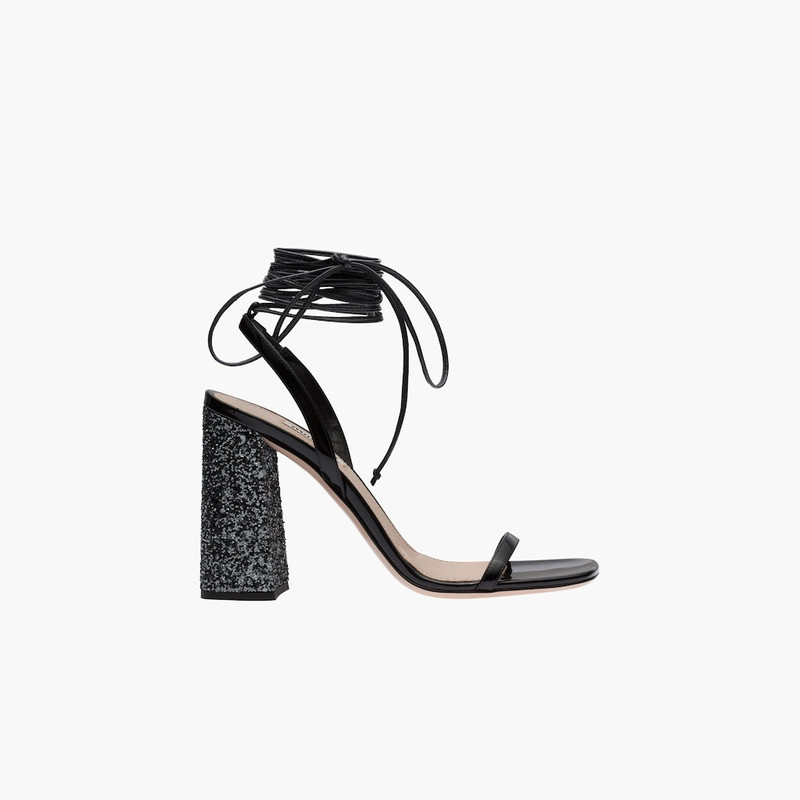 Miu Miu Patent leather and glitter sandals outlook