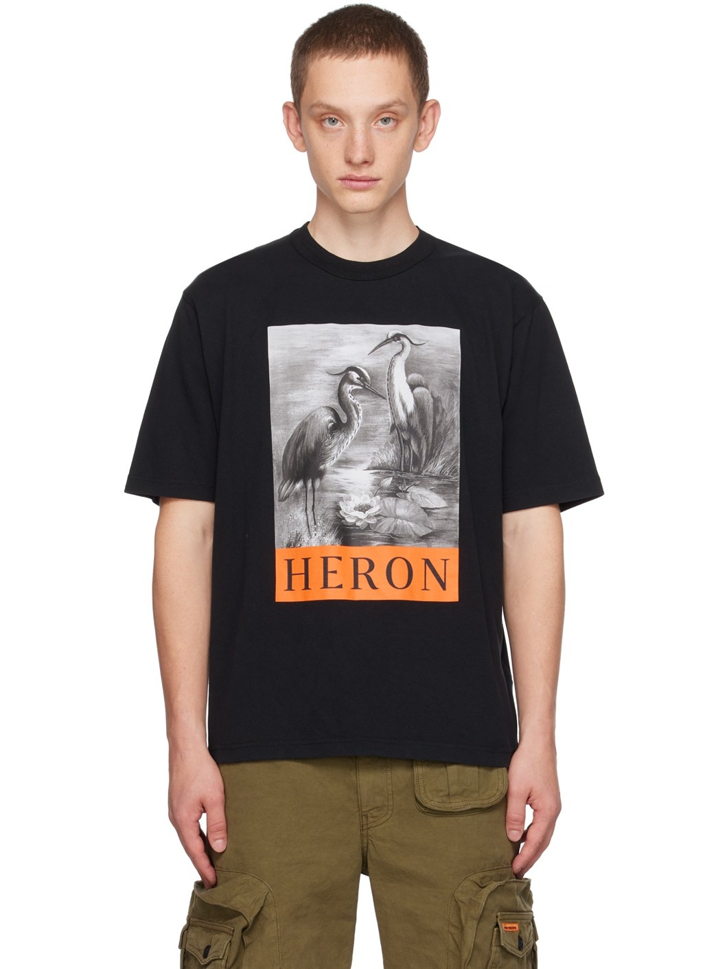 Heron Preston Black 'Heron' T-Shirt | REVERSIBLE