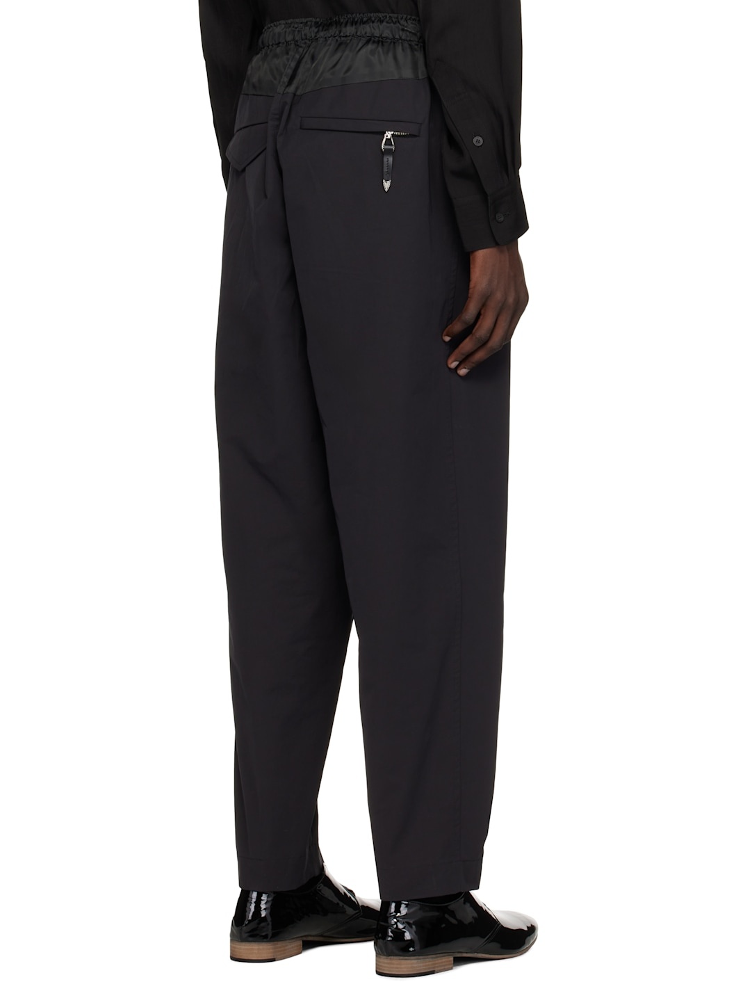 Black Cotton Polyester Twill Trousers - 3