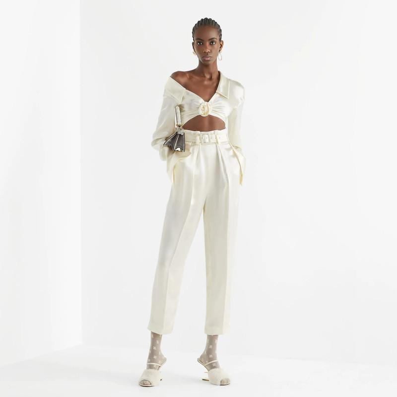 FENDI White satin pants outlook