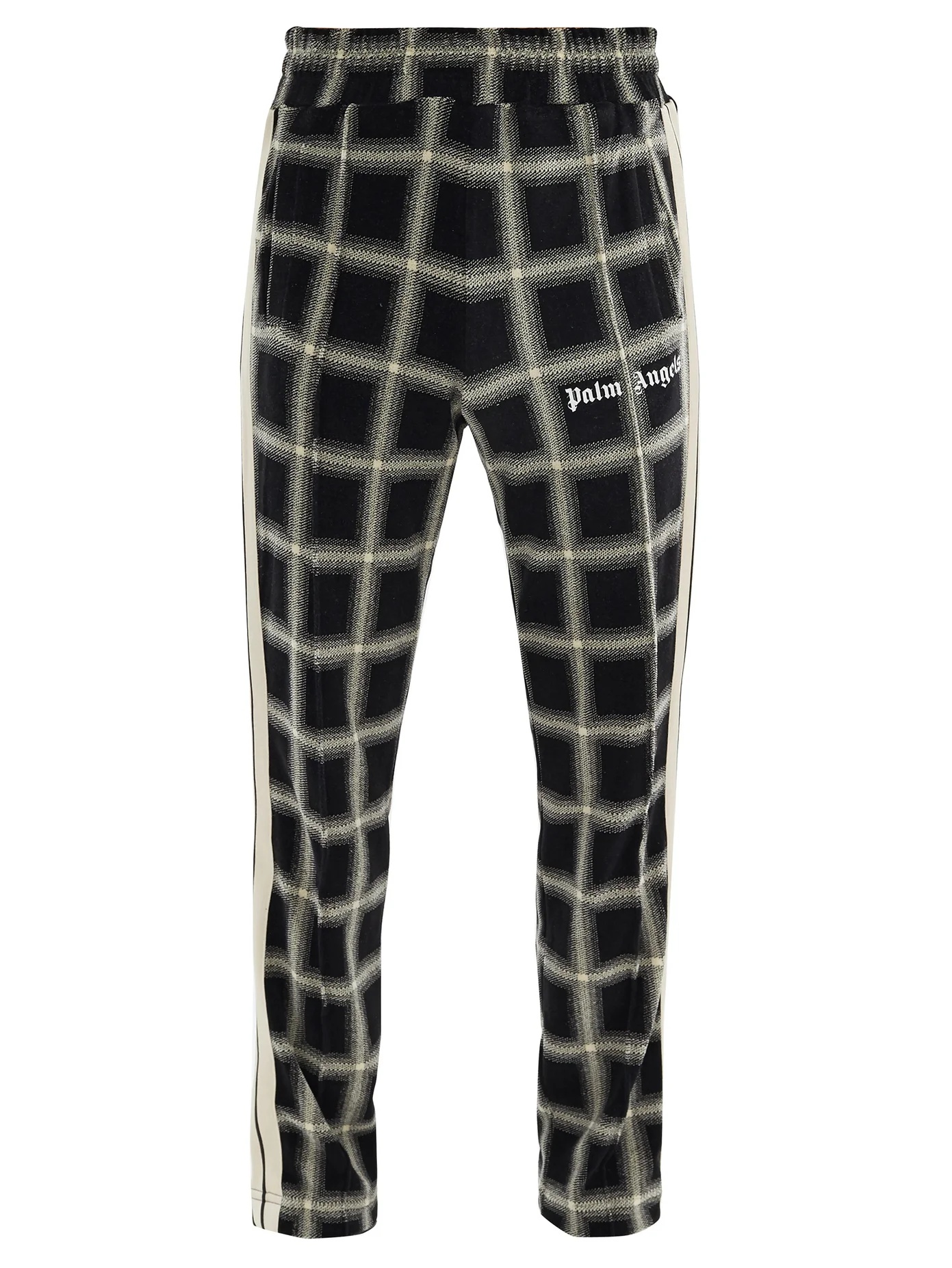 Logo-print checked-velour track pants - 1