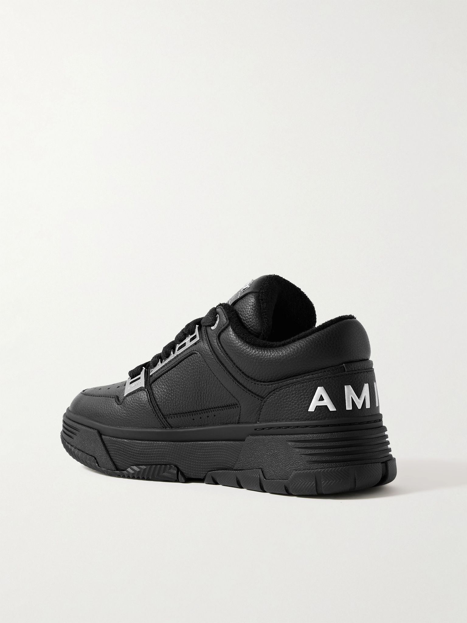 MA-1 Embellished Full-Grain Leather Sneakers Black - 4