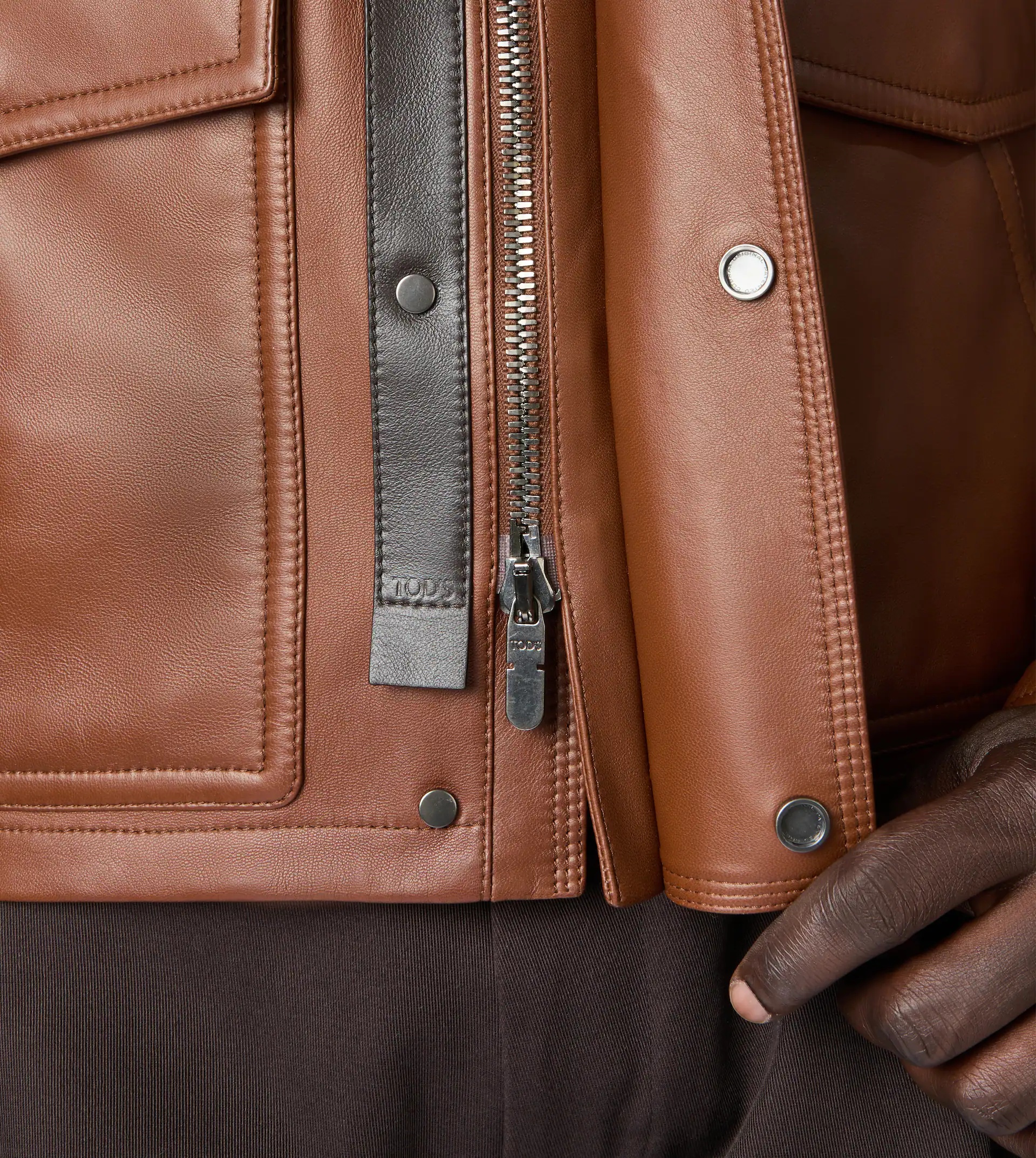RACING JACKET IN LEATHER - BROWN - 4