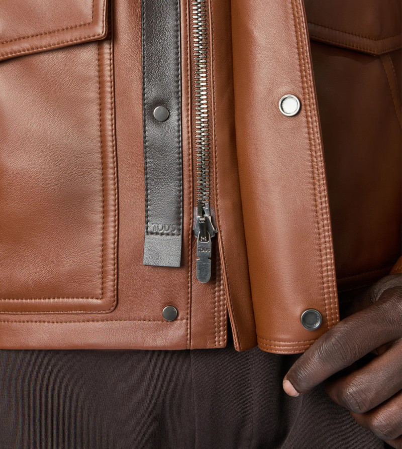 RACING JACKET IN LEATHER - BROWN 4