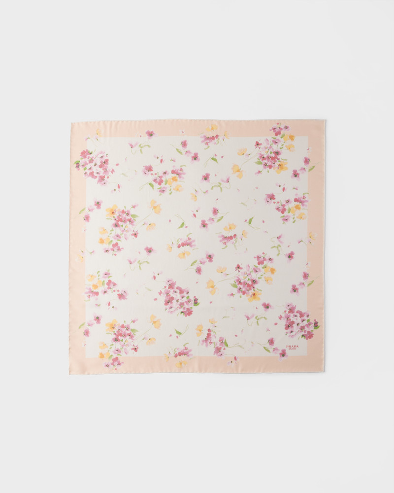 Printed silk twill scarf, 55 X 55 cm 3