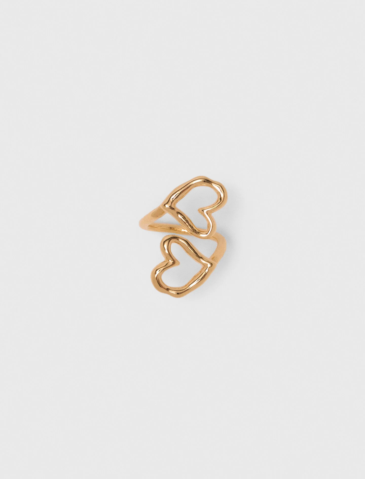 Double gold-plated heart ring - 1