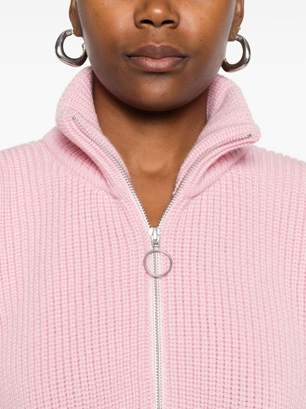 high-neck zip-front sweater - 5