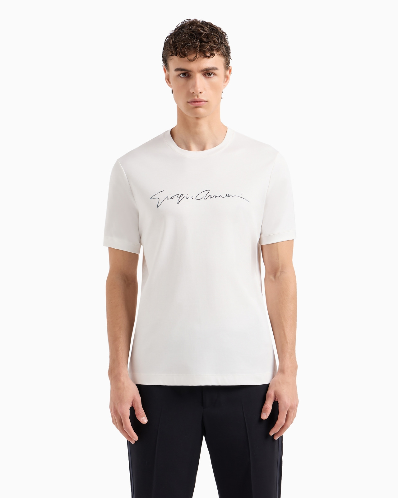 Rhinestone-embroidered, cotton-interlock T-shirt - 4