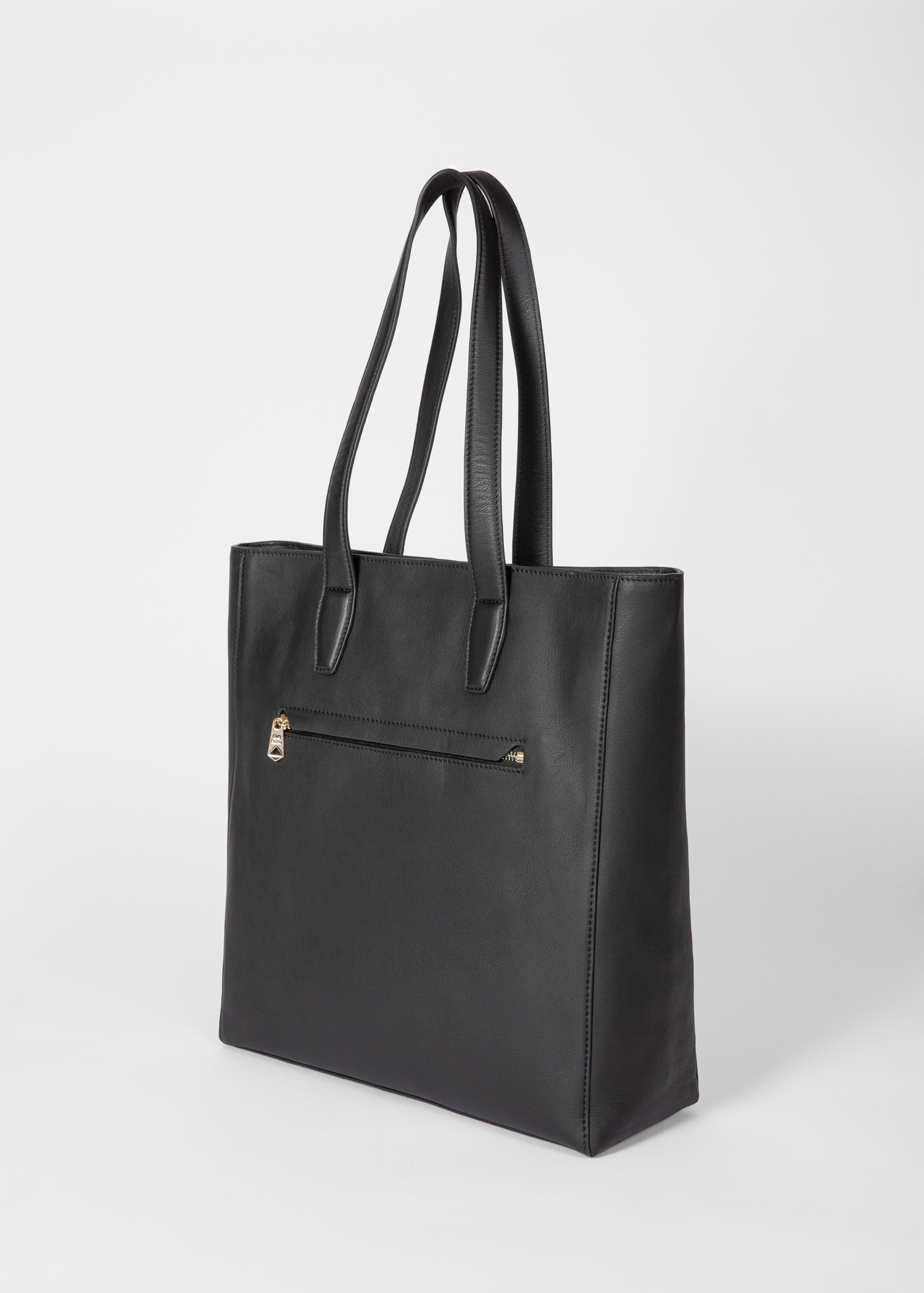 Black Leather 'Signature Stripe' Tote Bag - 2