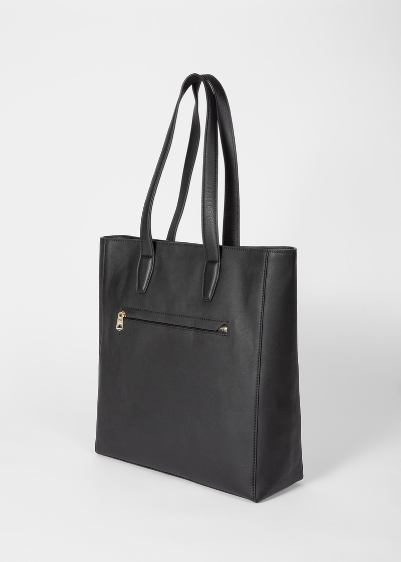 Paul Smith Black Leather 'Signature Stripe' Tote Bag outlook