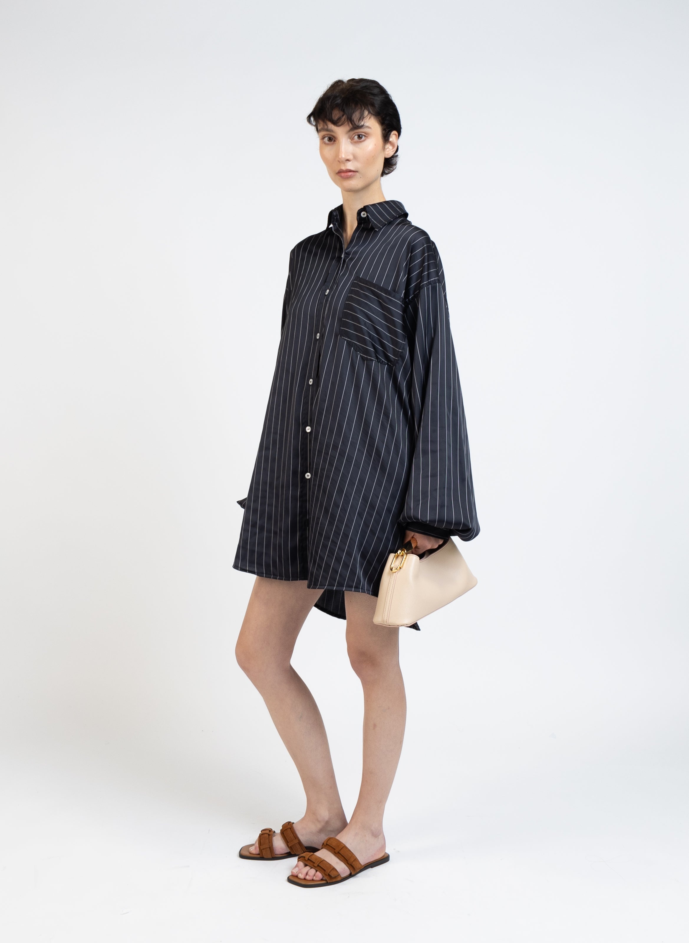 Oversized Shirt/Navy White - 3