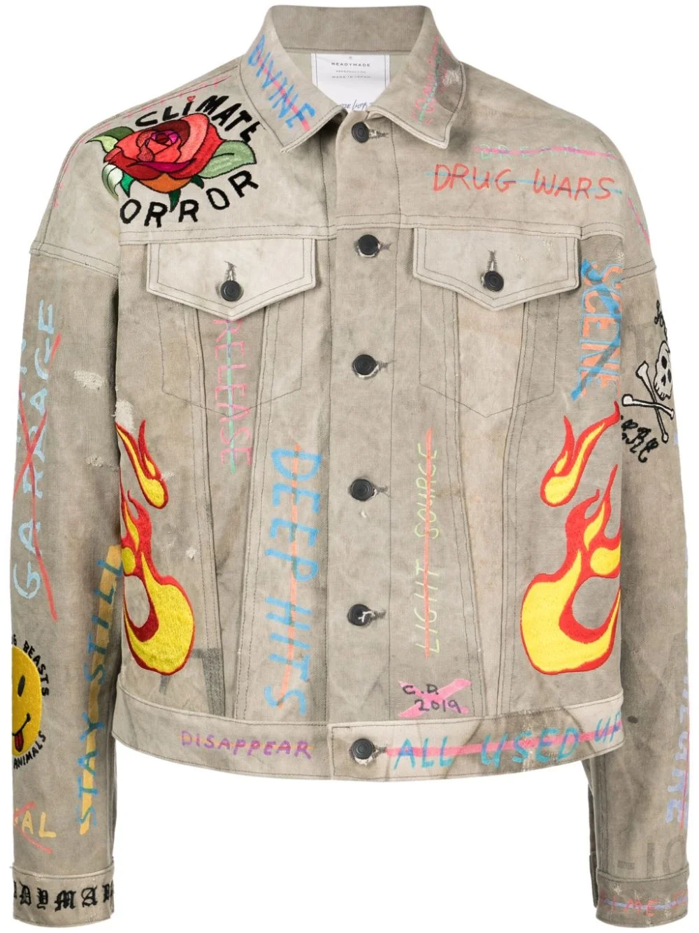 graphic-print button-up jacket - 1