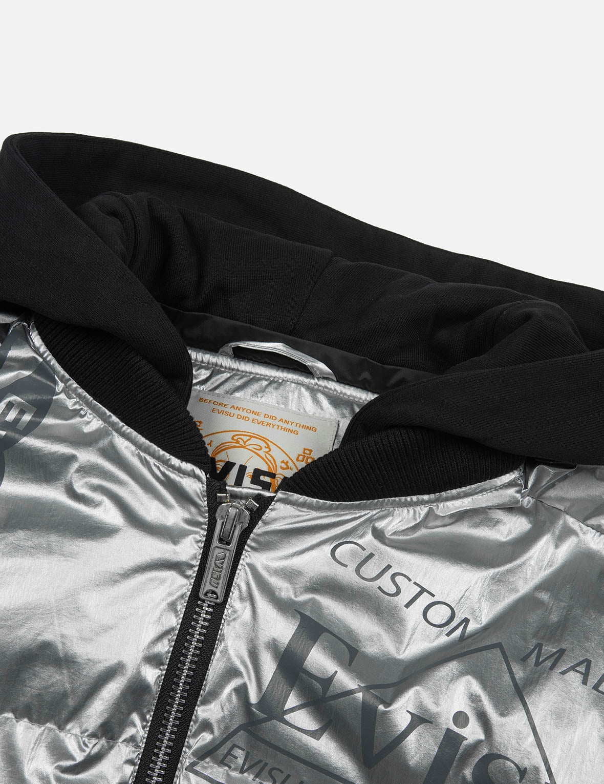 Logo and Kamon Print Bomber Down Jacket - 7