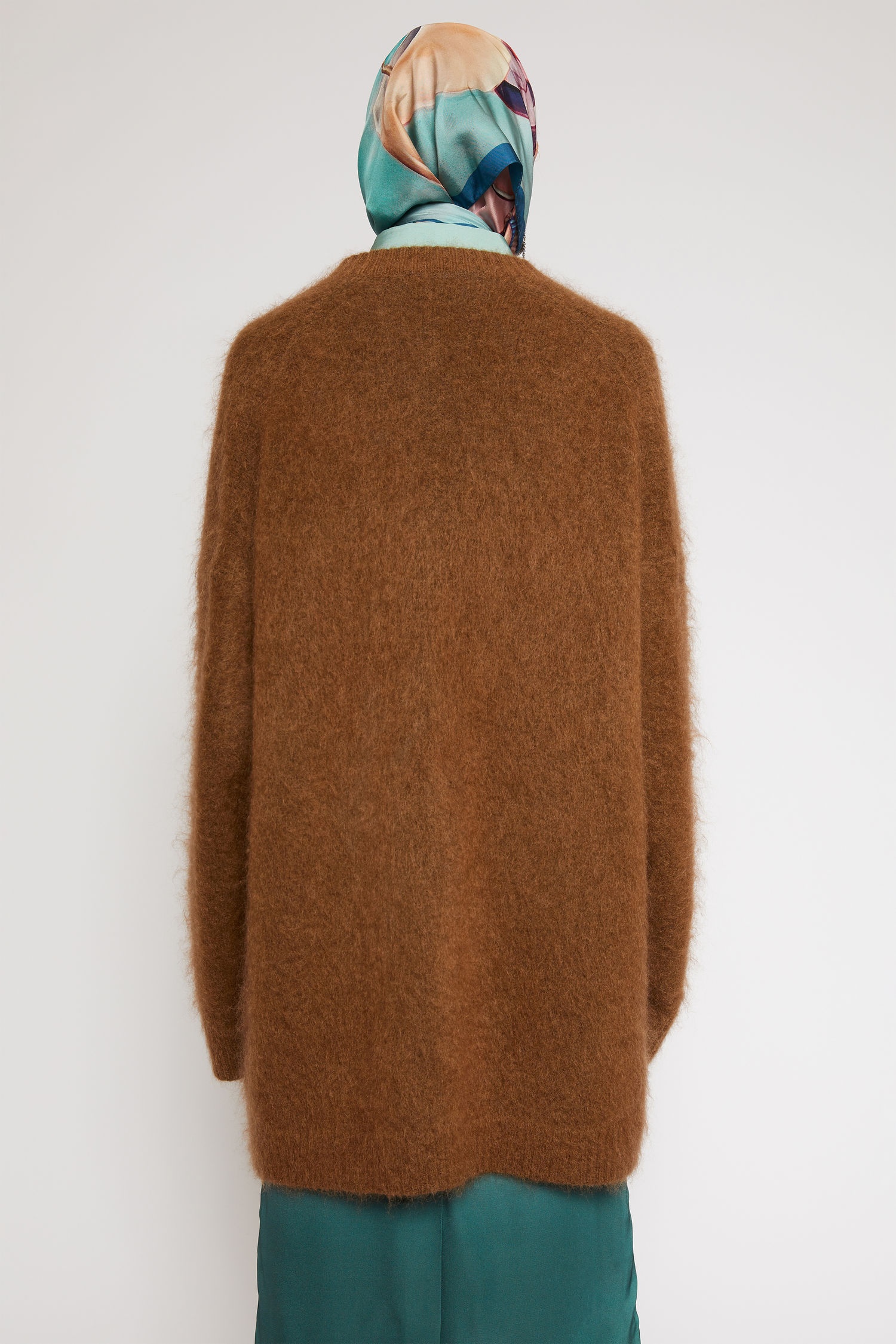 Brushed mohair-blend cardigan cinnamon brown - 4