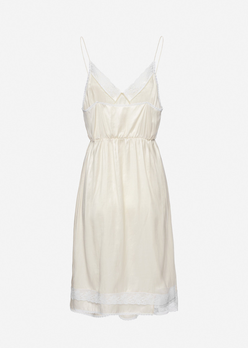 Lace-trim slip midi dress in cream 2
