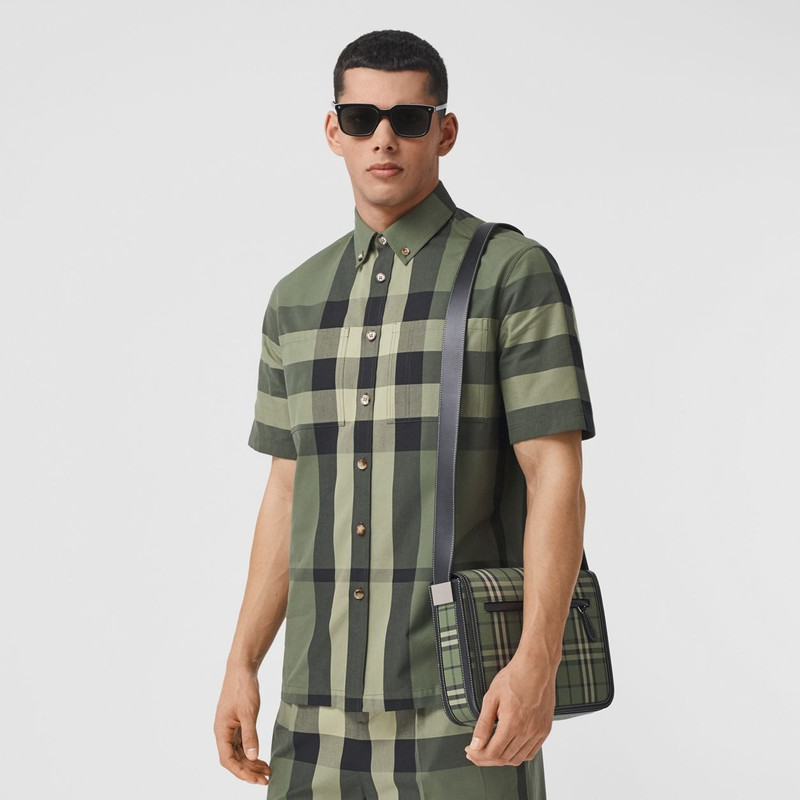 Small Check Cotton Messenger Bag 3