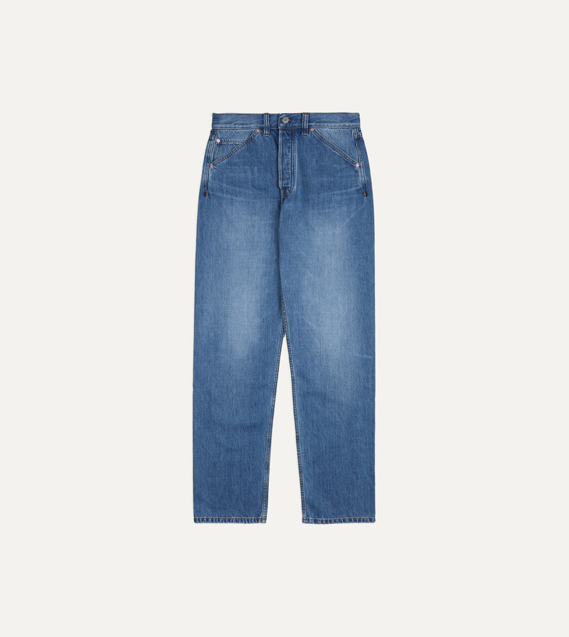Stone Wash 13oz Seamless Denim Five-Pocket Jeans - 1