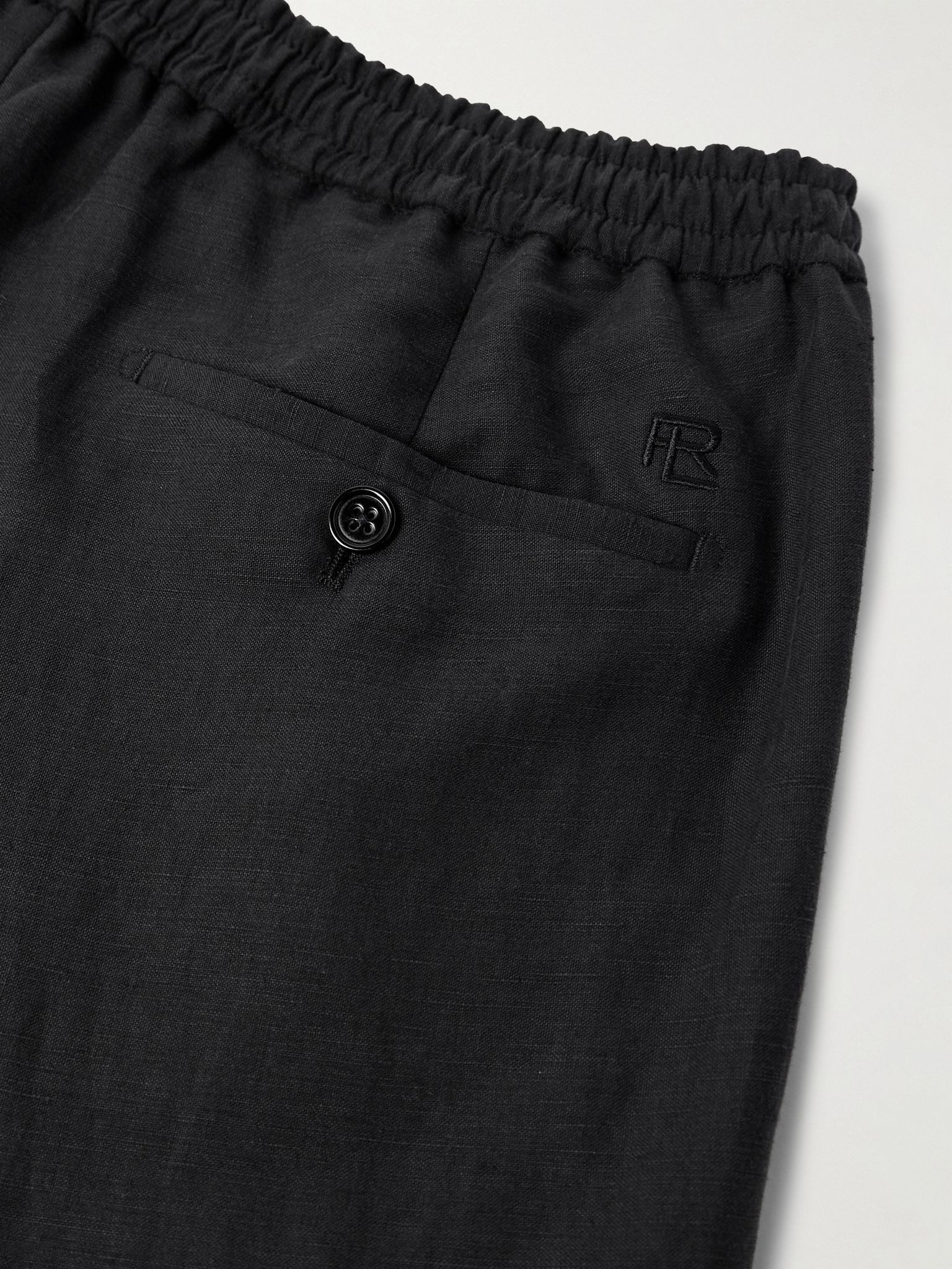 Dorest Straight-Leg Pleated Silk and Linen-Blend Drawstring Shorts Black - 5