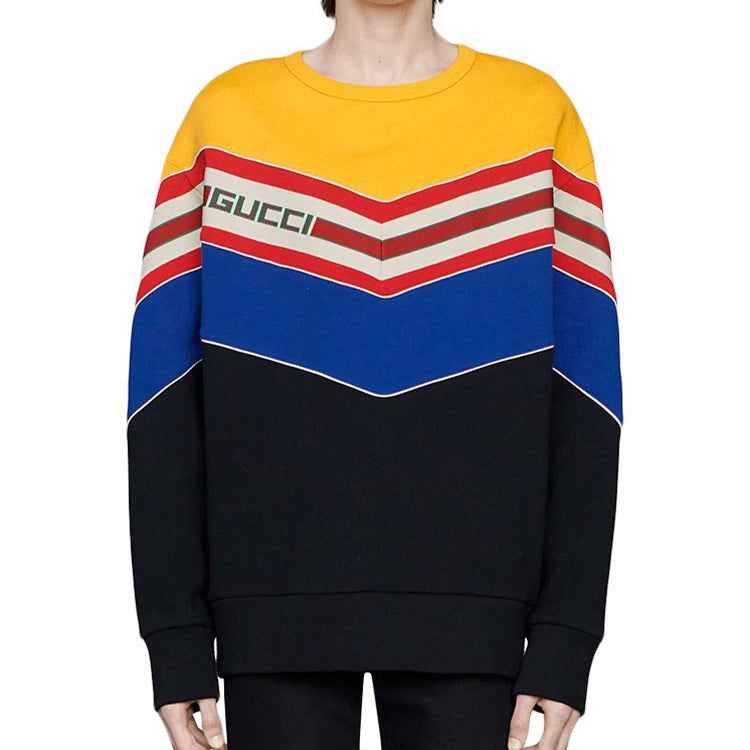 Gucci MENS Cotton Multicolor Striped Pullover Long Sleeve Black 560495-XJATN-1074 - 4