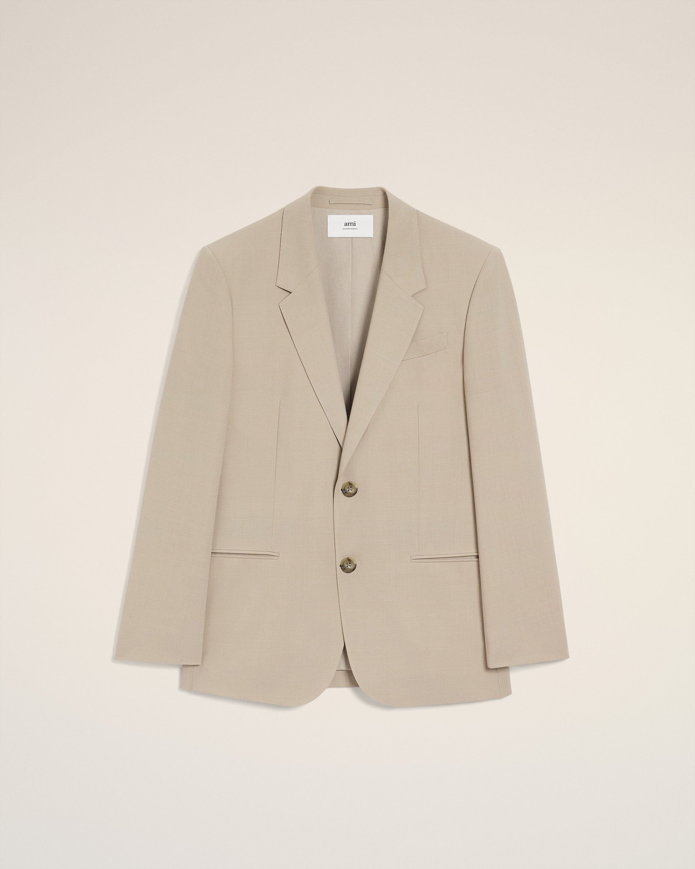 BEIGE WOOL SINGLE BREASTED JACKET - 3