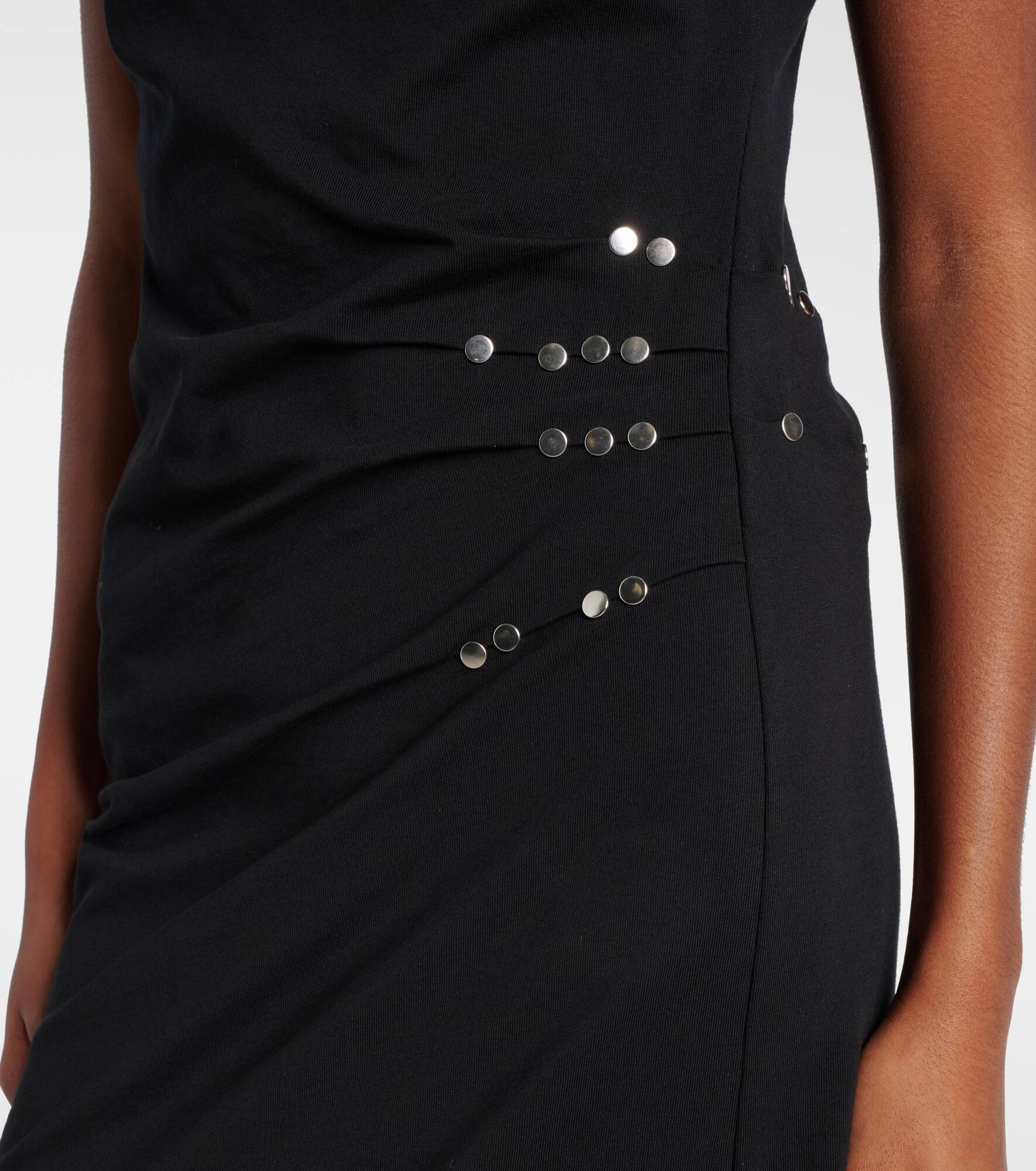 Gathered embellished jersey midi dress - 5