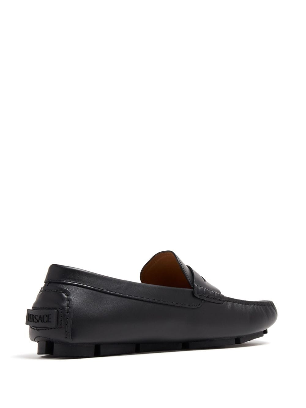 Medusa-plaque leather loafers - 3