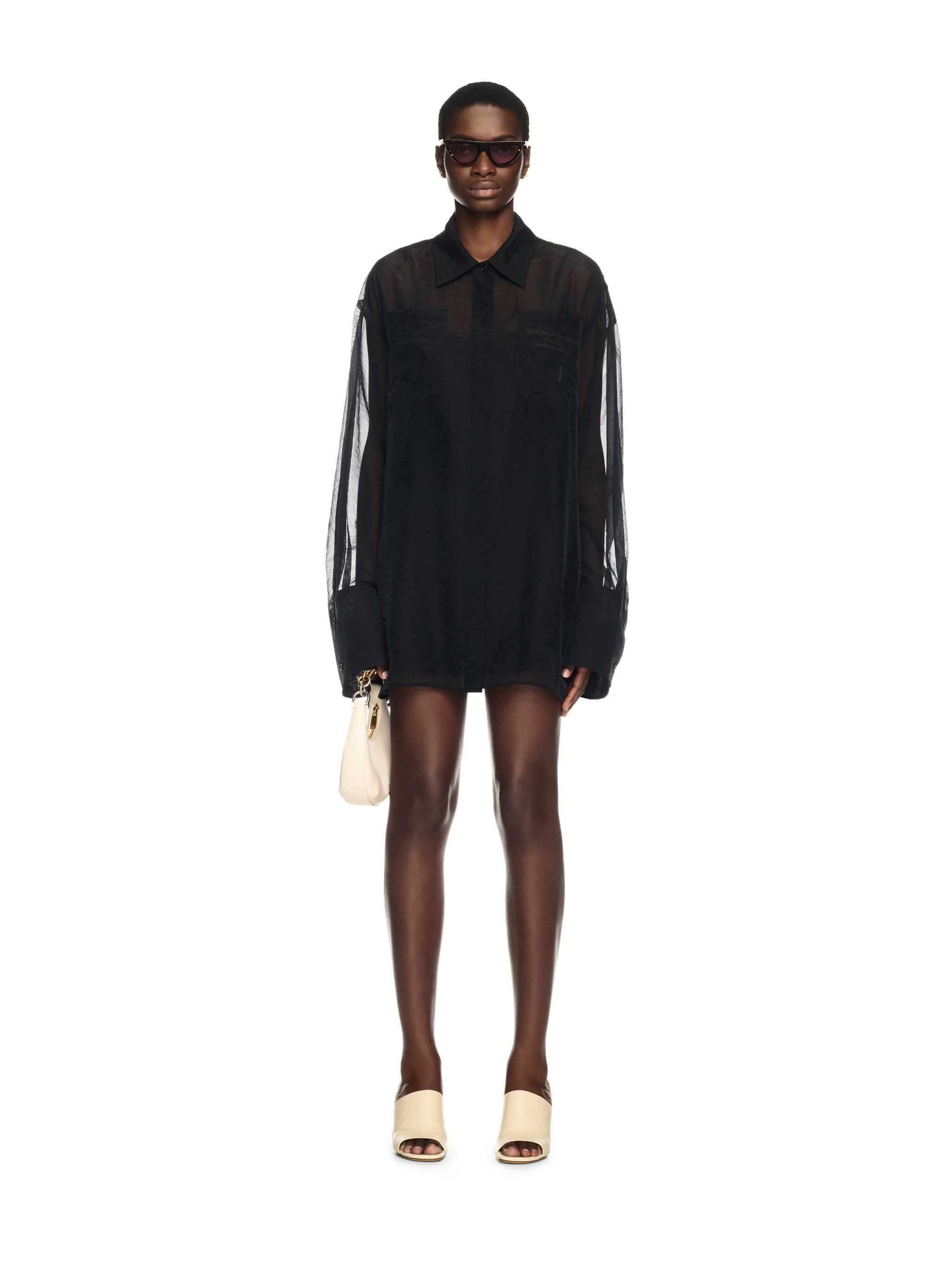 Black Organza Shirt Dress - 2