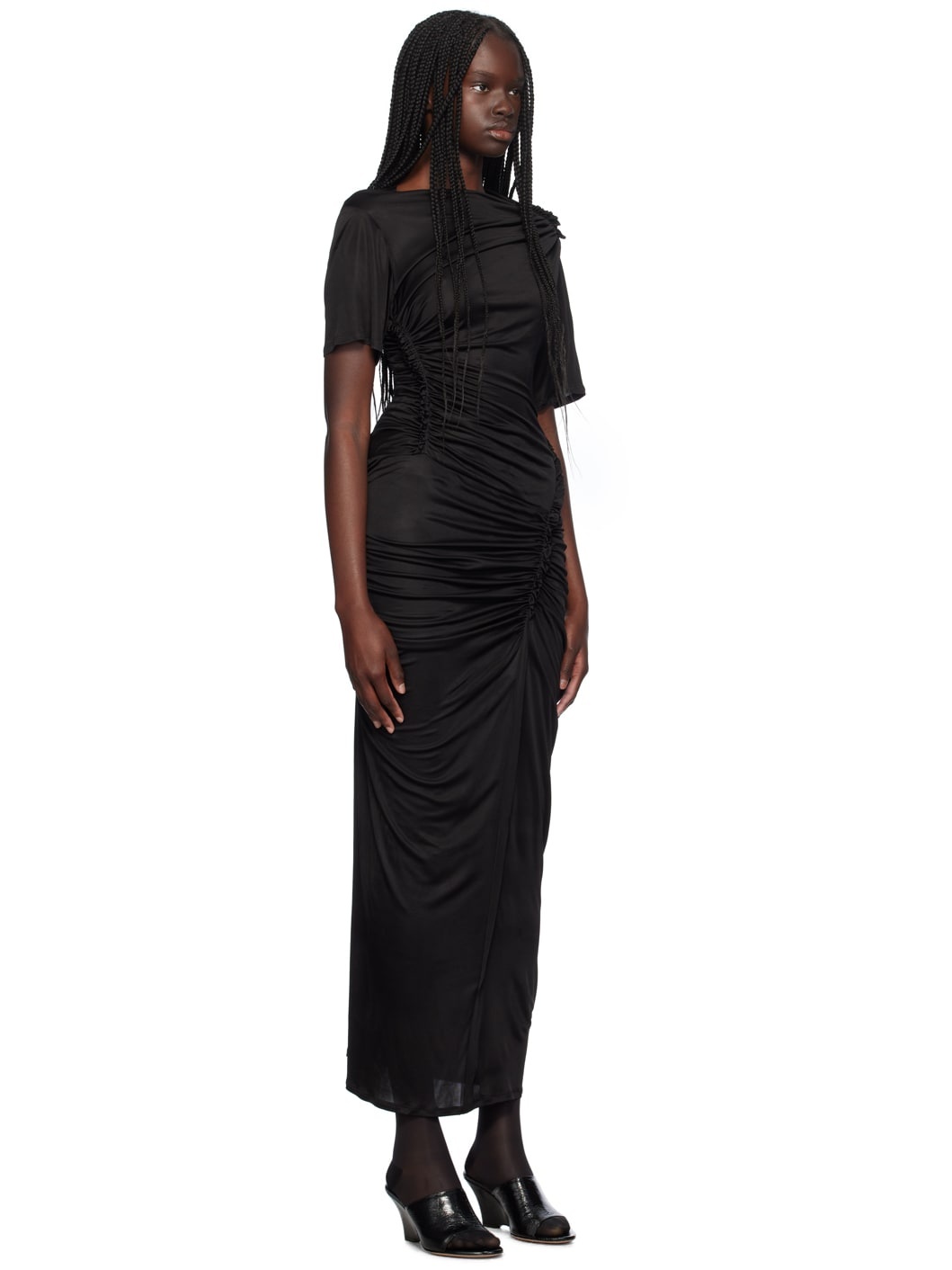 Black Asymmetric Maxi Dress - 2